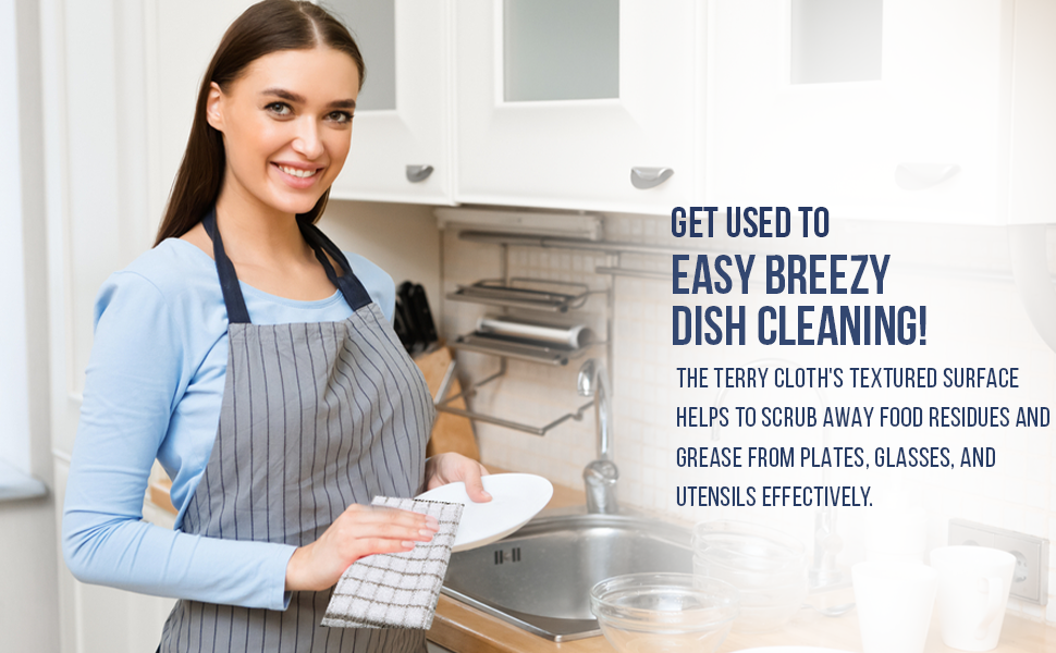 AMOUR INFINI Kitchen Dish Cloths Set of 8 - Ultra Soft, Highly Absorbent, Quick-Drying Terry Cotton Dishcloths 12