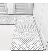 HEBE Kitchen Mats for Floor Set of 2 Thick Anti Fatigue Mat for Cushioned, Waterproof Non-Slip Rugs Comfort Standing Chef Mat for Kitchen Sink, Laundry Room, Farmhouse Home Decor, Brown