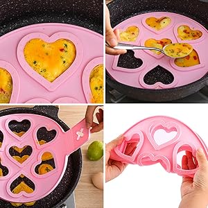 Nonstick Pancake Molds Ring Silicone Fried Egg Mould Reusable Pancake Maker Egg Ring Kitchen Cooking Baking Tools (Round Shape)