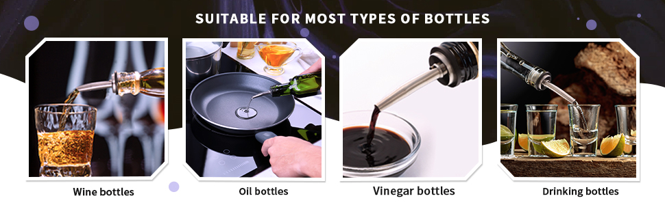 Chengu 72 Pcs Liquor Spout Stainless Steel Bottle Pourers Tapered Liquor Pourers with Rubber Dust Caps Tapered Spouts Set Bar Supplies Vinegar Bottle Dispenser Wine Spout for Alcohol Olive Oil