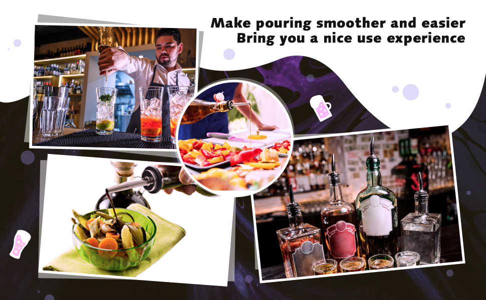 Chengu 72 Pcs Liquor Spout Stainless Steel Bottle Pourers Tapered Liquor Pourers with Rubber Dust Caps Tapered Spouts Set Bar Supplies Vinegar Bottle Dispenser Wine Spout for Alcohol Olive Oil