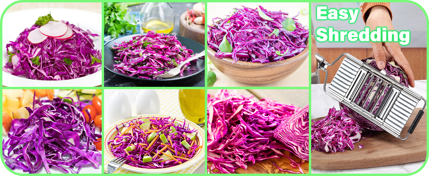 Suuker 4 in 1 Vegetable Cutter with Cheese Grater, Carrot Grater, Cabbage Shredder, Stainless Steel Mandoline Slicer for Kitchen