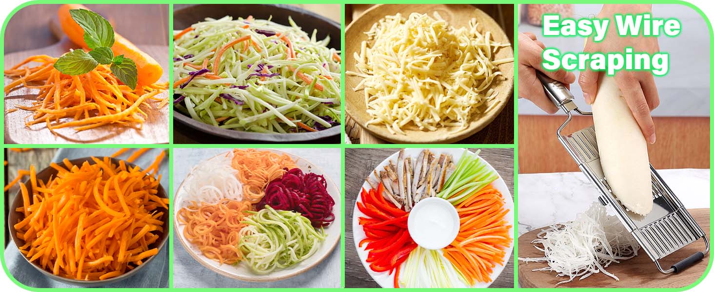 Suuker 4 in 1 Vegetable Cutter with Cheese Grater, Carrot Grater, Cabbage Shredder, Stainless Steel Mandoline Slicer for Kitchen