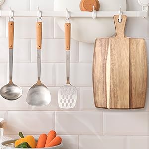 Best Acacia Wood Cutting Board with Handle Wooden Charcuterie Board Kitchen Chopping Boards for Bread Meat Cutting boards Fruit Cheese Serving Board Butcher Block Carving Board, 17" x 10"