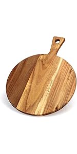 Best Acacia Wood Cutting Board with Handle Wooden Charcuterie Board Kitchen Chopping Boards for Bread Meat Cutting boards Fruit Cheese Serving Board Butcher Block Carving Board, 17" x 10"