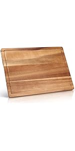 Best Acacia Wood Cutting Board with Handle Wooden Charcuterie Board Kitchen Chopping Boards for Bread Meat Cutting boards Fruit Cheese Serving Board Butcher Block Carving Board, 17" x 10"