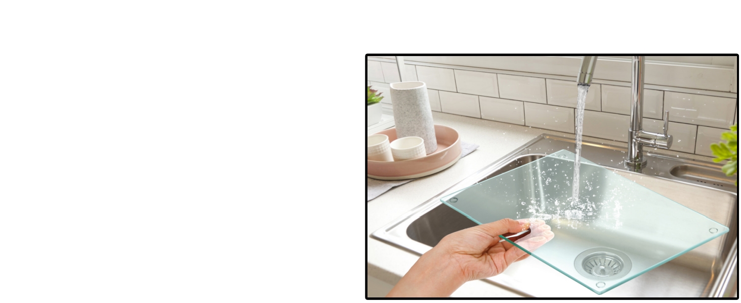 Hacaroa 4 Pack Tempered Glass Cutting Board with Rubber Feet, Rectangle Non-slip Chopping Board, Long Lasting Clear Glass Tray for Kitchen Countertop, Table, Shatter-Resistant, Heat-Resistant, 2 Size