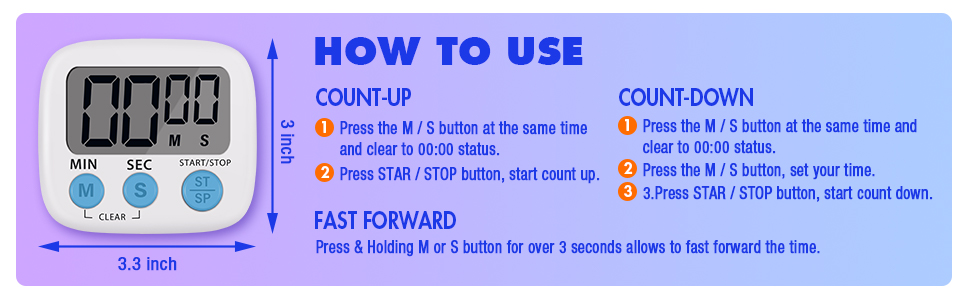 Weewooday 24 Pcs Digital Kitchen Timer Magnetic Timer Bulk On/Off Switch Minute Second Count up Countdown Loud Alarm for Exercise Cook Baking (Classic Color)