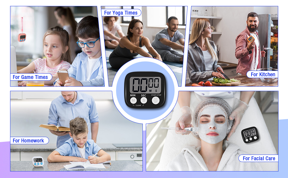 Weewooday 24 Pcs Digital Kitchen Timer Magnetic Timer Bulk On/Off Switch Minute Second Count up Countdown Loud Alarm for Exercise Cook Baking (Classic Color)