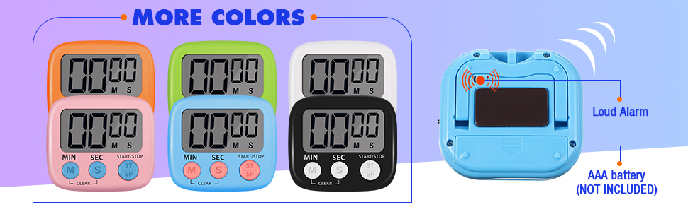 Weewooday 24 Pcs Digital Kitchen Timer Magnetic Timer Bulk On/Off Switch Minute Second Count up Countdown Loud Alarm for Exercise Cook Baking (Classic Color)