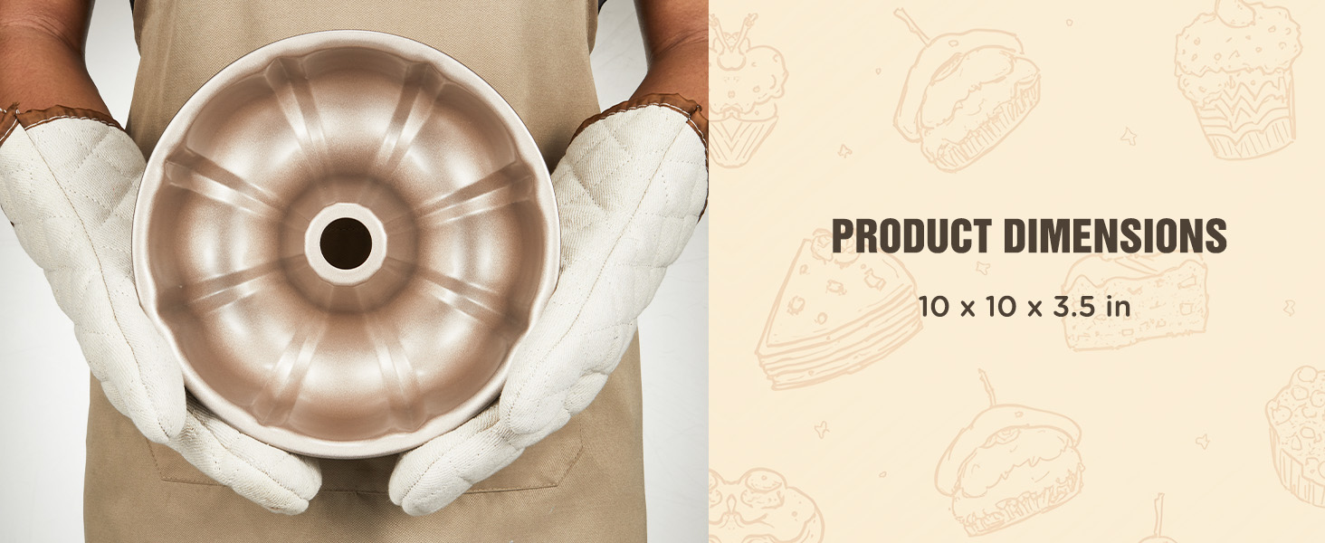 KITESSENSU 9 inch Non-Stick Cake Pans, 12 Cups Premium Fluted Cake Pans for baking, Heavy Duty Carbon Steel Tube Pan Baking Mold, Champagne Gold