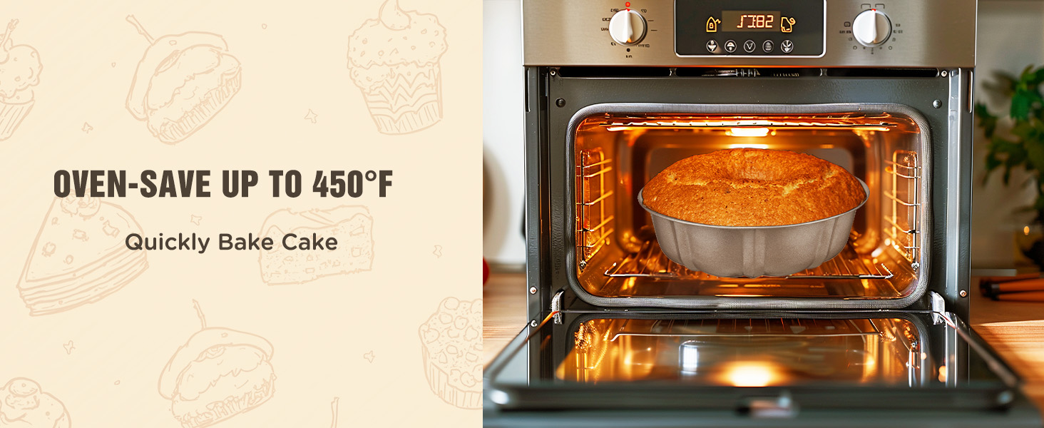 KITESSENSU 9 inch Non-Stick Cake Pans, 12 Cups Premium Fluted Cake Pans for baking, Heavy Duty Carbon Steel Tube Pan Baking Mold, Champagne Gold