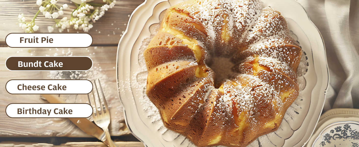 KITESSENSU 9 inch Non-Stick Cake Pans, 12 Cups Premium Fluted Cake Pans for baking, Heavy Duty Carbon Steel Tube Pan Baking Mold, Champagne Gold