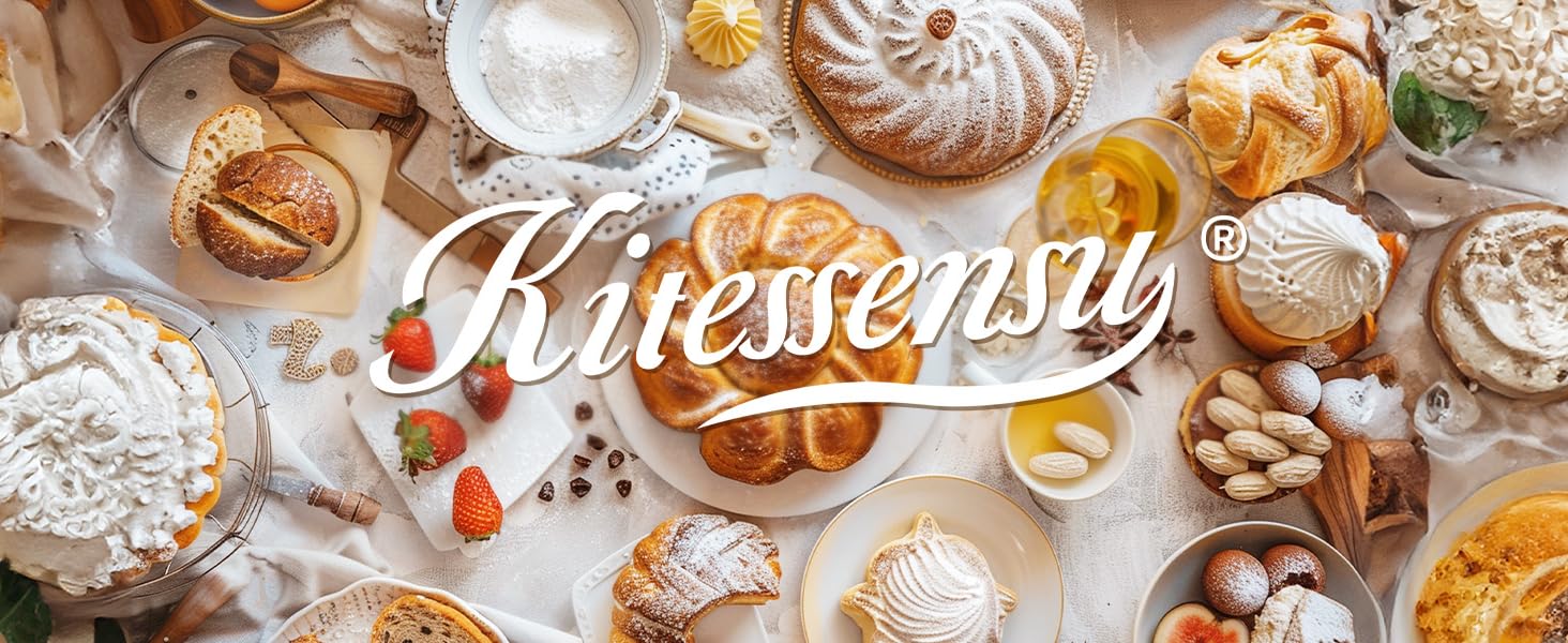 KITESSENSU 9 inch Non-Stick Cake Pans, 12 Cups Premium Fluted Cake Pans for baking, Heavy Duty Carbon Steel Tube Pan Baking Mold, Champagne Gold