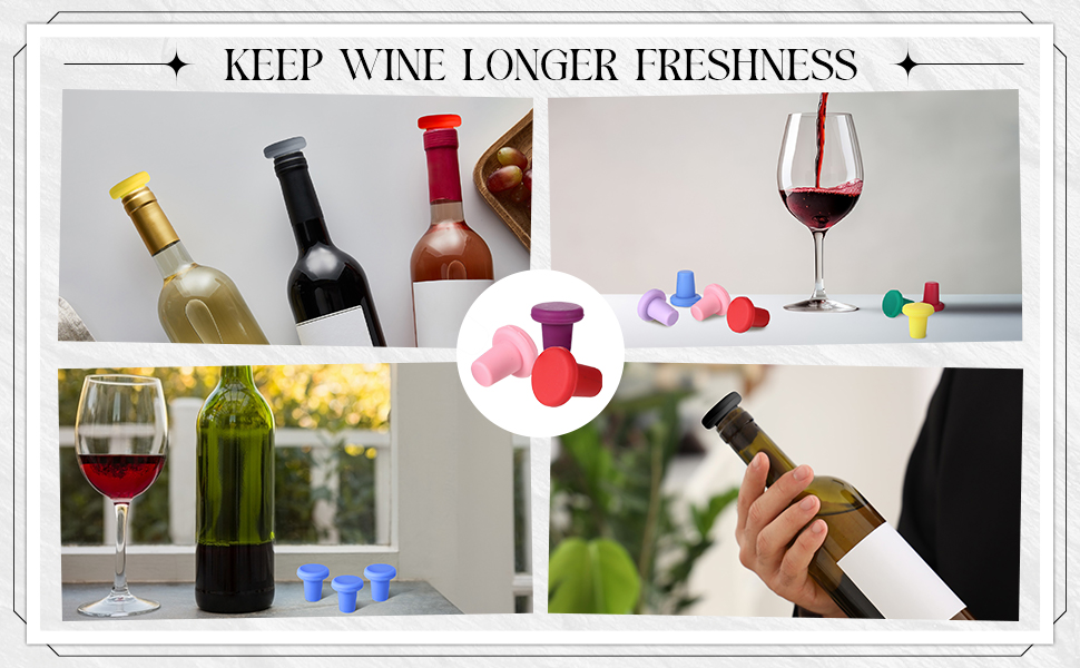 Yookeer 8 Pcs Wine Stoppers Silicone Beer Bottle Sealer Stoppers Glass Bottles Corks Beverage Beer Champagne Wine Storage Keep Fresh Tools for Wedding Party Christmas Supplies(Rainbow)