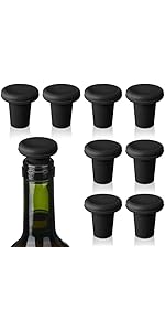 Yookeer 8 Pcs Wine Stoppers Silicone Beer Bottle Sealer Stoppers Glass Bottles Corks Beverage Beer Champagne Wine Storage Keep Fresh Tools for Wedding Party Christmas Supplies(Rainbow)