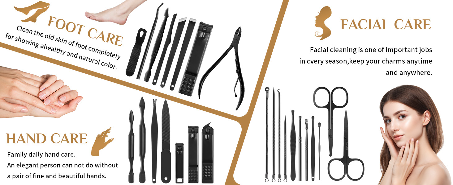 Manicure Set Professional Nail Clipper Kit-26 Pieces Stainless Steel Manicure Kit,Nail Care Tools with Luxurious Travel Case (Brown)