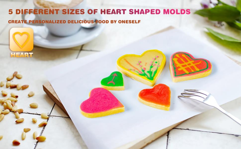 Heart Cookie Cutter Set, Gtmkina 5 Pieces Stainless Steel Small Biscuit Cutters Heart Shaped Mold for Kids Holiday Birthday Party