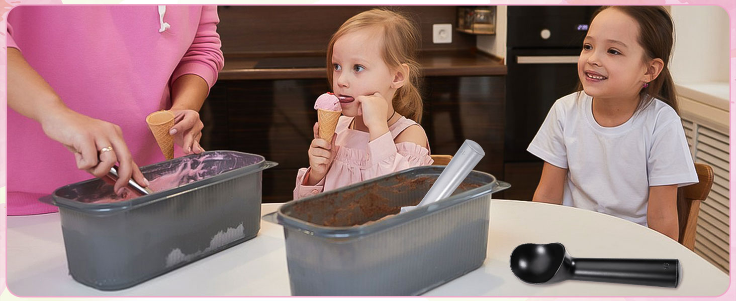 Pimoys 2.5oz Large Ice Cream Scoop 7 inches Nonstick Anti-Freeze Metal Ice Cream Scooper Spoon One Piece Aluminum Design, Bright Silver