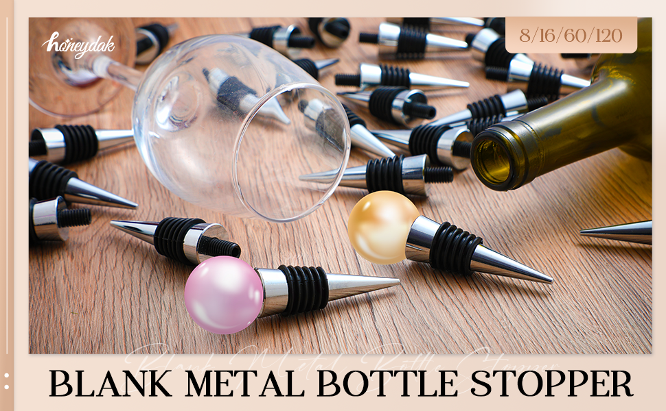 Honeydak 16 Pieces Metal Bottle Stopper Blank Stainless Steel Wine Bottle Stopper Kit Reusable Wine Saver Corks Hardware for Wedding Party Bar Turning