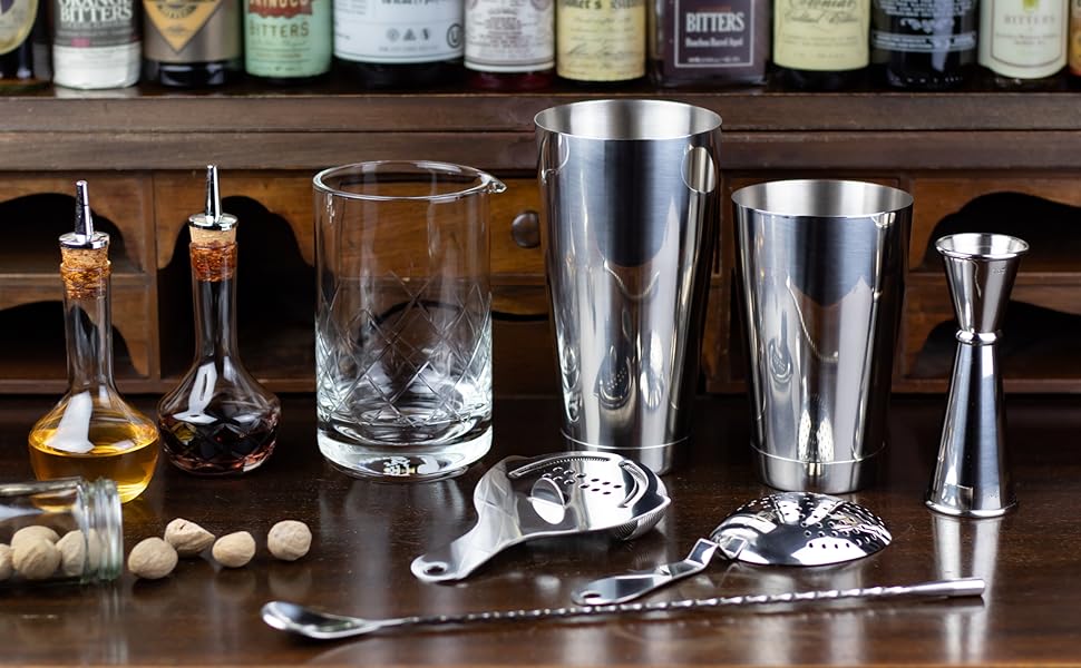 Bar Spoon: 12.5” Stainless Steel Cocktail Mixing Spoon, Long Handle Spiral Design with Weighted Teardrop End (Set of 2)