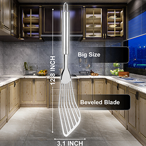 2-Piece Premium Fish Spatula Set, Big Size Stainless Steel, Thickness Blade Turner for Cooking, Flipping, Frying and Grilling