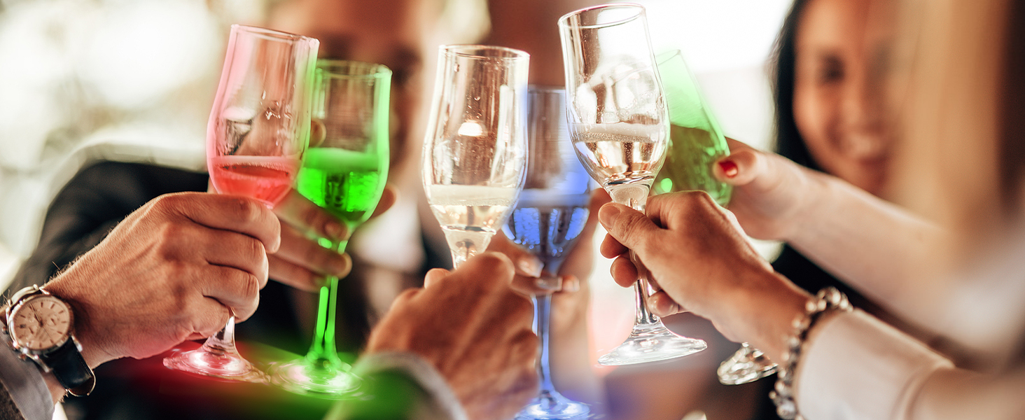 AHIIER 12 Pcs RGB Led Coasters - Multicolor Led Bar Coaster with 7 Colors, Bottle Lights and Sticker Lights for Party, Wedding, Bar