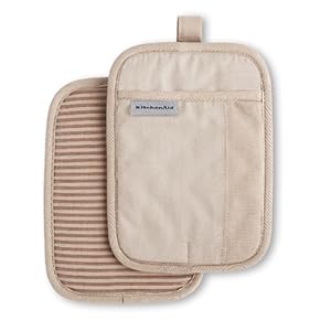 KitchenAid Beacon Two-Tone Non-Slip Pot Holder Set, Pistachio/Graphite Green, 7