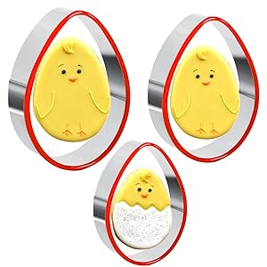 Crethinkaty 3 Pieces Egg Cookie Cutter Set for Baking Easter Egg Shape with Soft PVC Edge Cookie/Pastry/Biscuit Cutter for Holiday