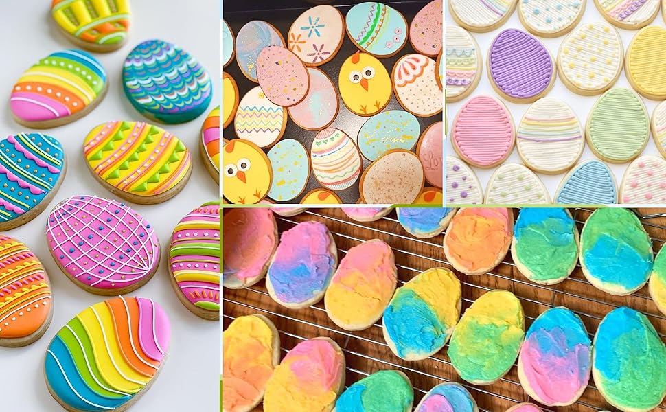 Crethinkaty 3 Pieces Egg Cookie Cutter Set for Baking Easter Egg Shape with Soft PVC Edge Cookie/Pastry/Biscuit Cutter for Holiday