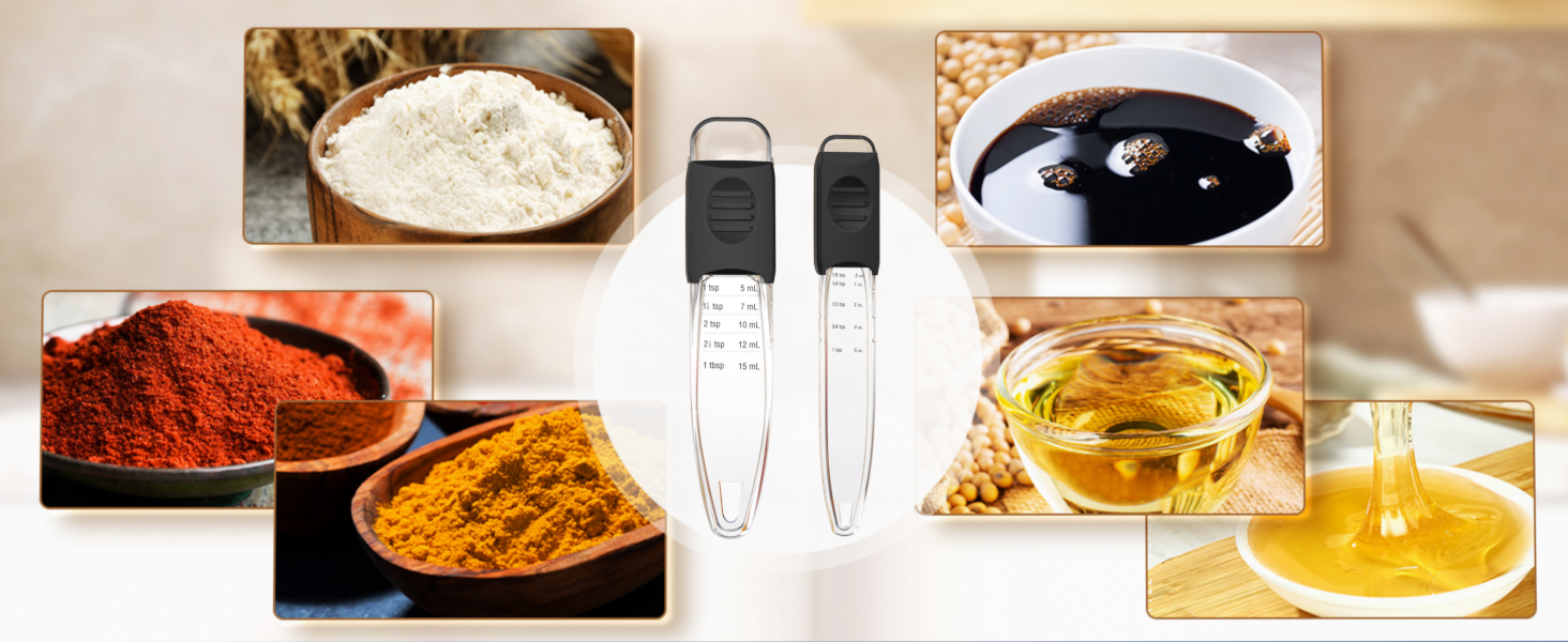 Professional Adjustable Measuring Spoons Set of 2#2258, Fits in Spice Jars, Teaspoon Measuring Spoons 9 in 1 for Dry and Liquid, BPA- free & Dishwasher Safe