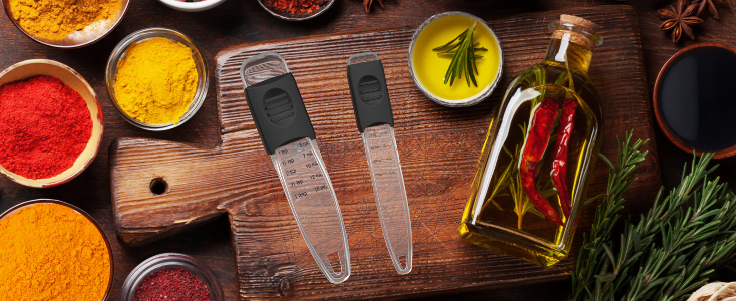 Professional Adjustable Measuring Spoons Set of 2#2258, Fits in Spice Jars, Teaspoon Measuring Spoons 9 in 1 for Dry and Liquid, BPA- free & Dishwasher Safe