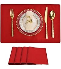 SLKQG Navy Blue Placemats Set of 4 - Easy Clean Washable Vinyl Placemats - Wipeable Heat Resistant Table Mats for Dining Table - 17x12 Inch (Navy Blue, 4)