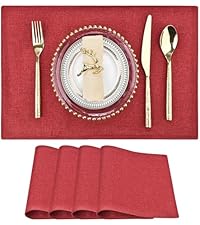 SLKQG Navy Blue Placemats Set of 4 - Easy Clean Washable Vinyl Placemats - Wipeable Heat Resistant Table Mats for Dining Table - 17x12 Inch (Navy Blue, 4)