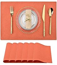 SLKQG Navy Blue Placemats Set of 4 - Easy Clean Washable Vinyl Placemats - Wipeable Heat Resistant Table Mats for Dining Table - 17x12 Inch (Navy Blue, 4)