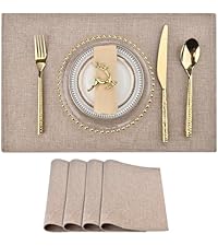 SLKQG Navy Blue Placemats Set of 4 - Easy Clean Washable Vinyl Placemats - Wipeable Heat Resistant Table Mats for Dining Table - 17x12 Inch (Navy Blue, 4)