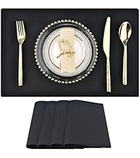 SLKQG Navy Blue Placemats Set of 4 - Easy Clean Washable Vinyl Placemats - Wipeable Heat Resistant Table Mats for Dining Table - 17x12 Inch (Navy Blue, 4)