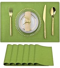 SLKQG Navy Blue Placemats Set of 4 - Easy Clean Washable Vinyl Placemats - Wipeable Heat Resistant Table Mats for Dining Table - 17x12 Inch (Navy Blue, 4)