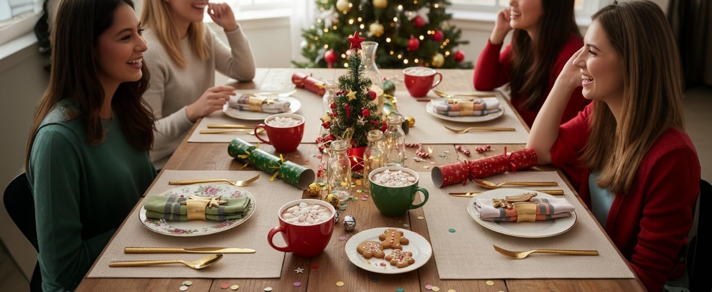 SLKQG Navy Blue Placemats Set of 4 - Easy Clean Washable Vinyl Placemats - Wipeable Heat Resistant Table Mats for Dining Table - 17x12 Inch (Navy Blue, 4)