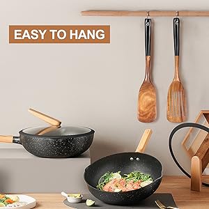 2 Pcs Wooden Spatula Set for Cooking Non Toxic Teak Kitchen Utensils Slotted Pancake Turner Flat Wood Wok Spatulas Bamboo Spoon for Cooking Utensil Set Spurtle Scraper Black Fish Egg Flipper Spatula