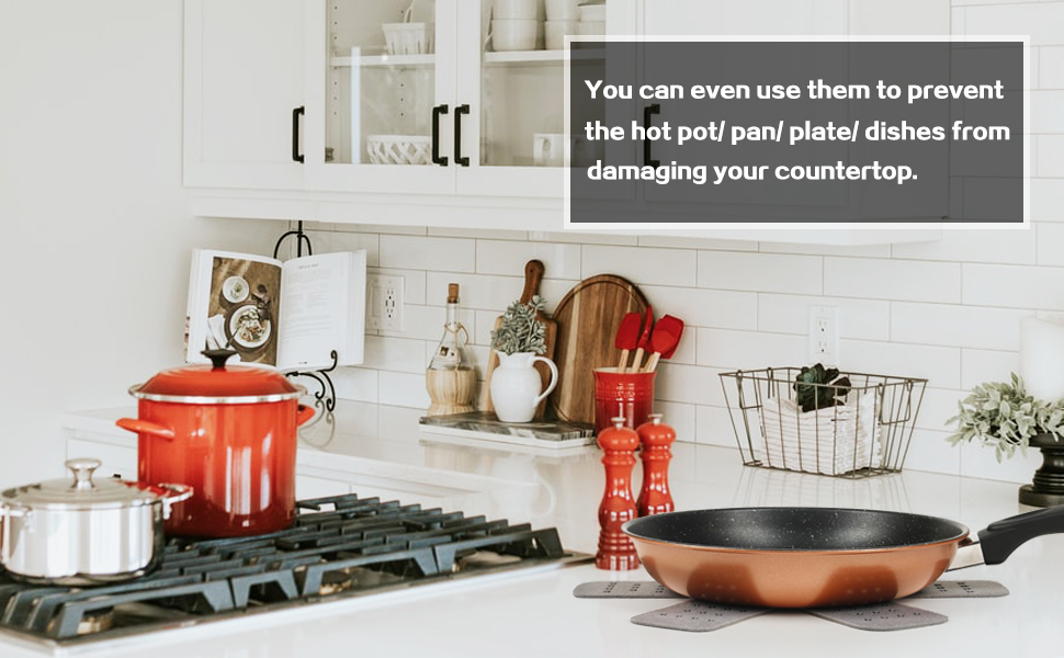 BYKITCHEN Pan and Pot Protectors, Larger & Thicker Pan Protectors with Stars, Set of 6 and 3 Different Sizes, Pot Protectors for Stacking and Protecting Your Cookware