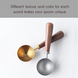 Easyworkz Retro Stainless Steel Coffee Spoon With Black Walnut Handle,10g - Measuring Spoon (Brushed gold)