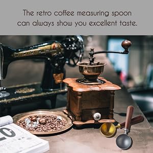 Easyworkz Retro Stainless Steel Coffee Spoon With Black Walnut Handle,10g - Measuring Spoon (Brushed gold)