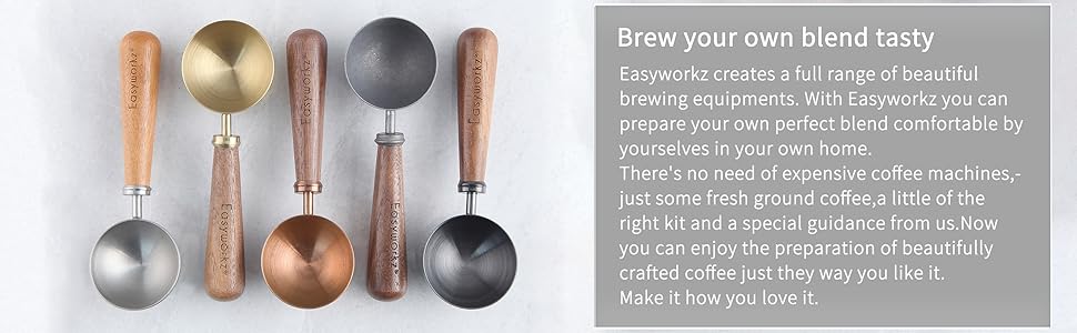 Easyworkz Retro Stainless Steel Coffee Spoon With Black Walnut Handle,10g - Measuring Spoon (Brushed gold)