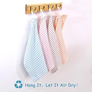 Kitchen Washcloths 12 Pack, 10x14 Inch Small Dish Cloth for Washing Dishes, Lint Free Fast Dry Reusable Cleaning Cloth, Ultra Soft & Scratch Free Waffle Dish Rag, Easy to Rinse Multicolor Dishcloth