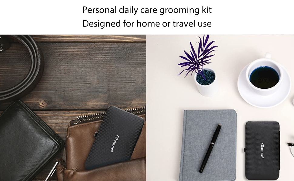 Manicure Set Nail Clippers Kit Professional Stainless Steel Nail Care Tools with Leather Travel Case 10 in 1 Black