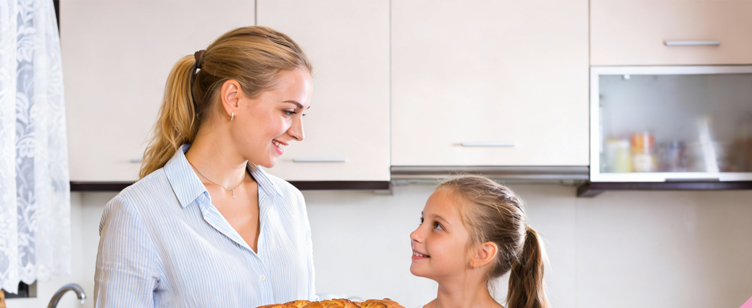 Heat Resistant Thick Cotton Oven Mitts Set, Soft Quilted Lining, Strong Grip Potholders for Hot Pans and Oven, Kitchen Mitt Pair Protect Hands, Cooking Baking BBQ Gloves, 11 Inch, Pink