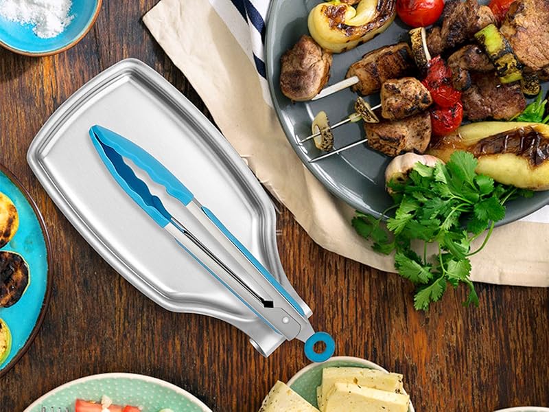 LIANYU Spoon Rest for Kitchen Counter, Stainless Steel Spoon Ladle Holder for Stove Top, Spatula Utensil Holder with Square Bottom, Heavy Duty, Dishwasher Safe