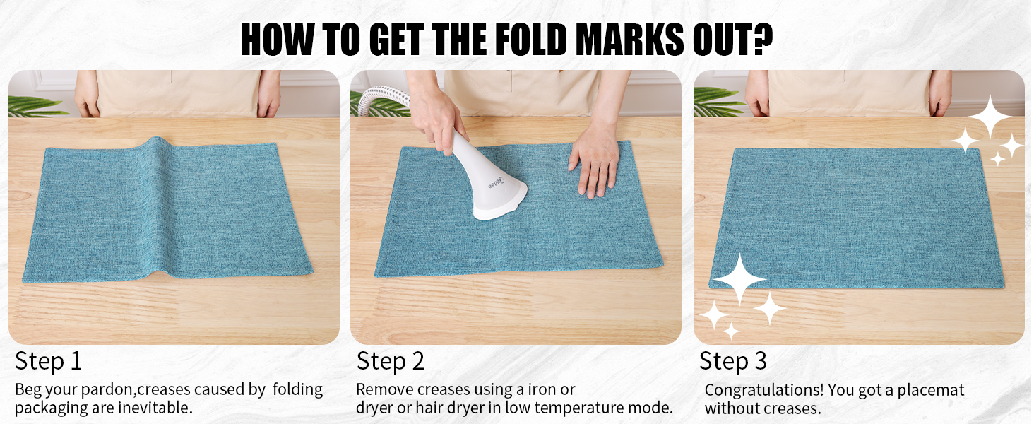 Homaxy Cloths Placemats for Dining Table Set of 6, Heat Resistant Washable Cotton Linen Blend Table Mats, Easy to Clean Place Mats for Indoor Outdoor Party Kitchen Decoration, 13