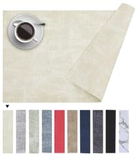 Homaxy Cloths Placemats for Dining Table Set of 6, Heat Resistant Washable Cotton Linen Blend Table Mats, Easy to Clean Place Mats for Indoor Outdoor Party Kitchen Decoration, 13